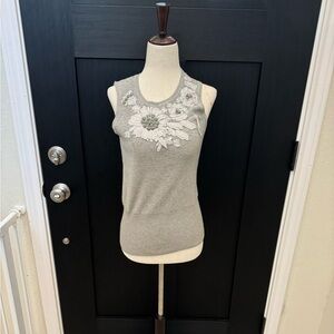 Tracy Reese beaded gray sweater